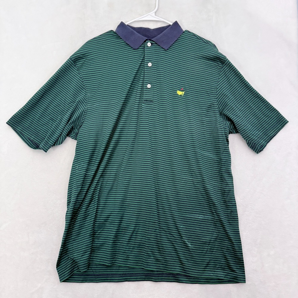 Amen Corner Polo Shirt Mens L Green StripeMercerized Masters Golf